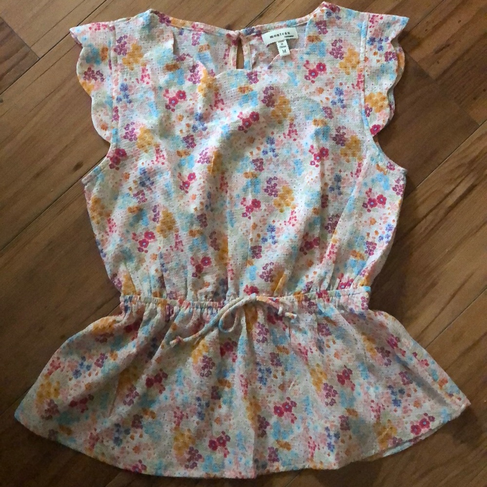 Girls Pink floral blouse by Monteau. Size M